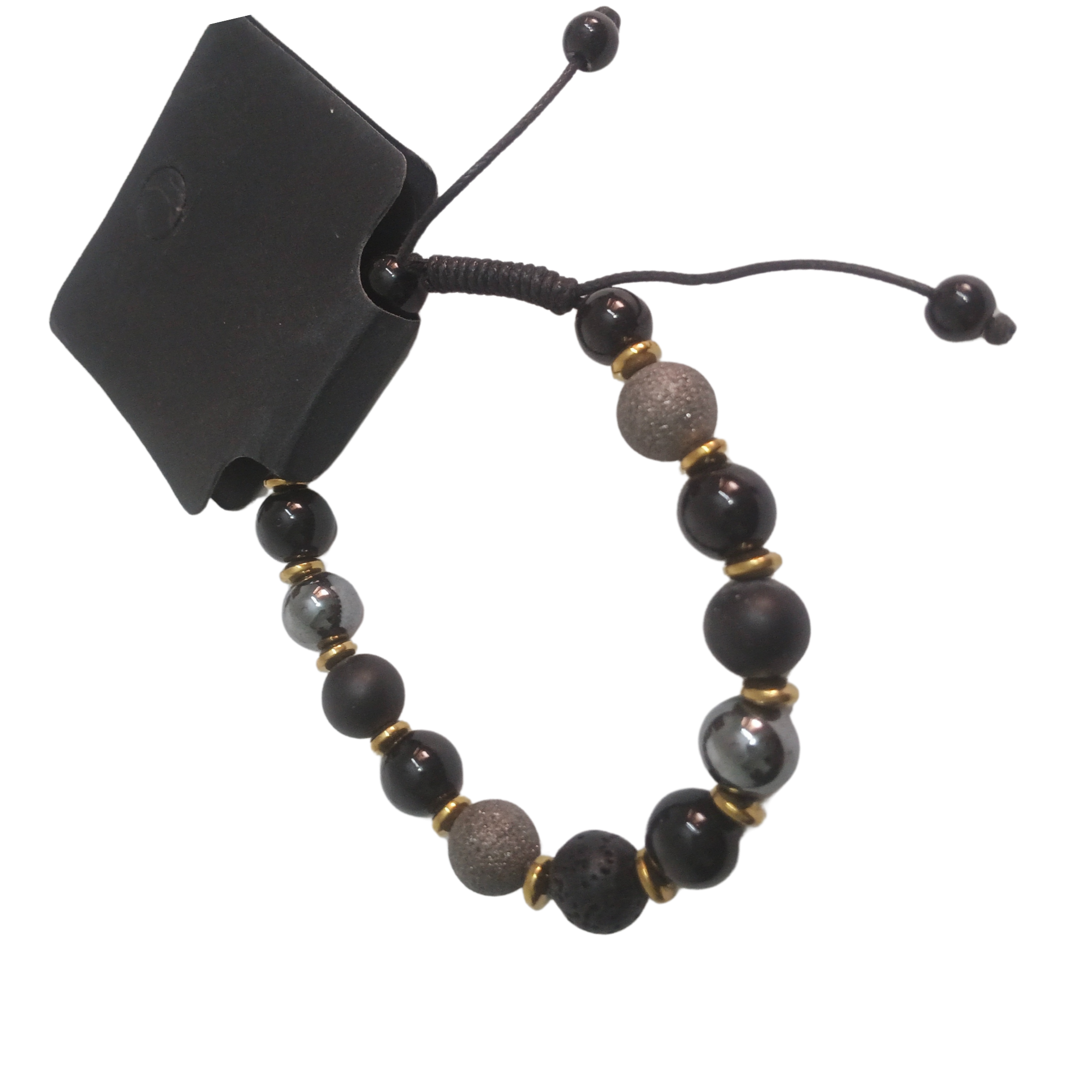 Men’s Matte Black Bracelet – Matte & Textured Grey Stone bracelet