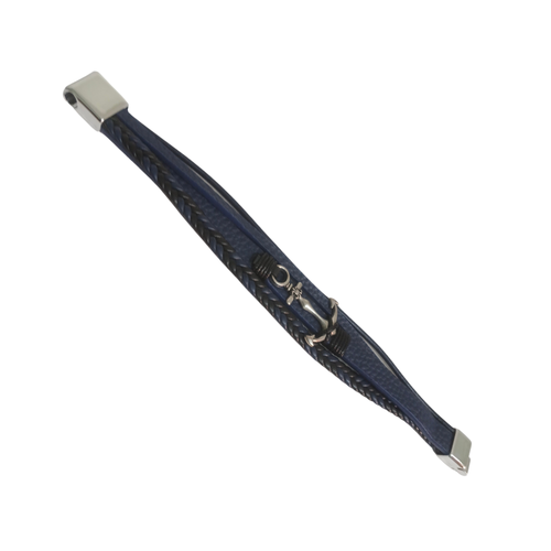 Blue Multi-Strand Leather Anchor Bracelet