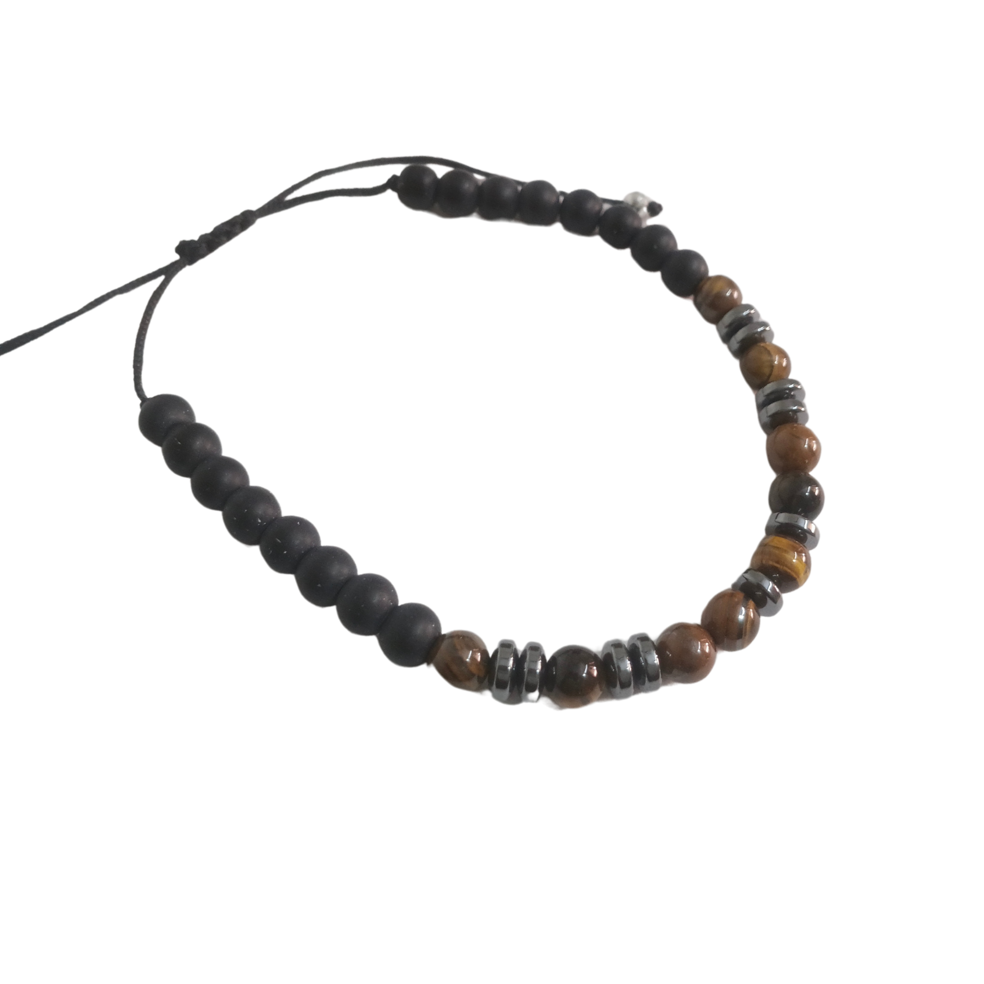 Men’s Tiger Eye Bracelet – Black Beads & Hematite Spacers