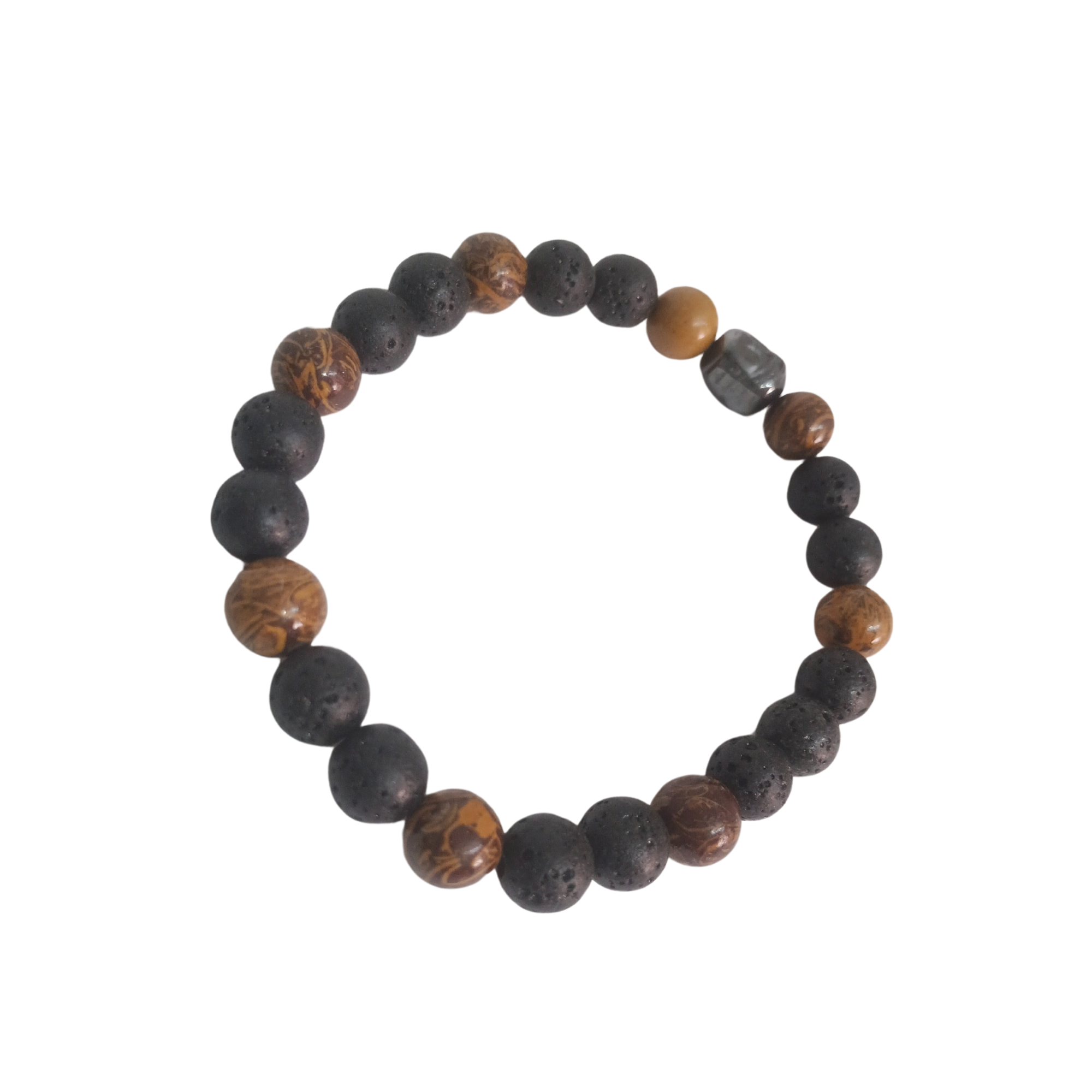 Men’s Lava Stone & Brown Jasper Bracelet