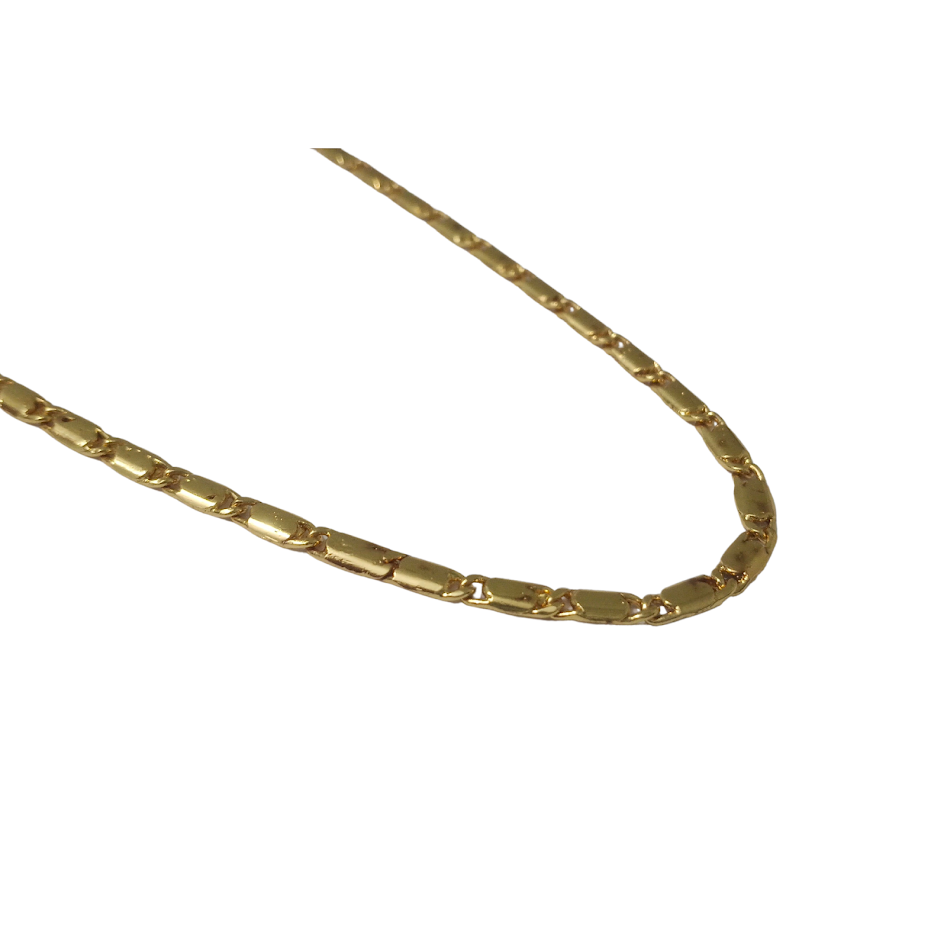 Men’s Gold-Plated Box Link Chain –Rectangular Bar Design Necklace