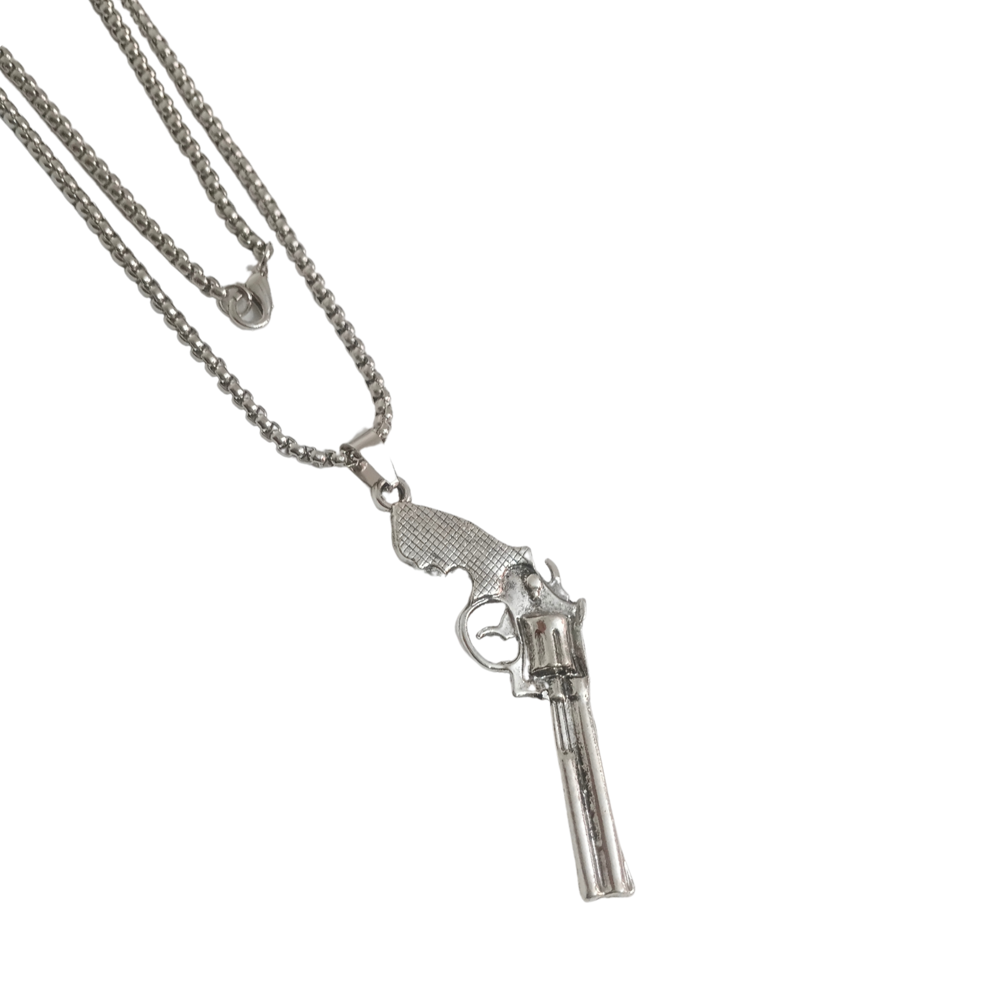 Men’s Gun Pendant - Stainless Steel Revolver Charm