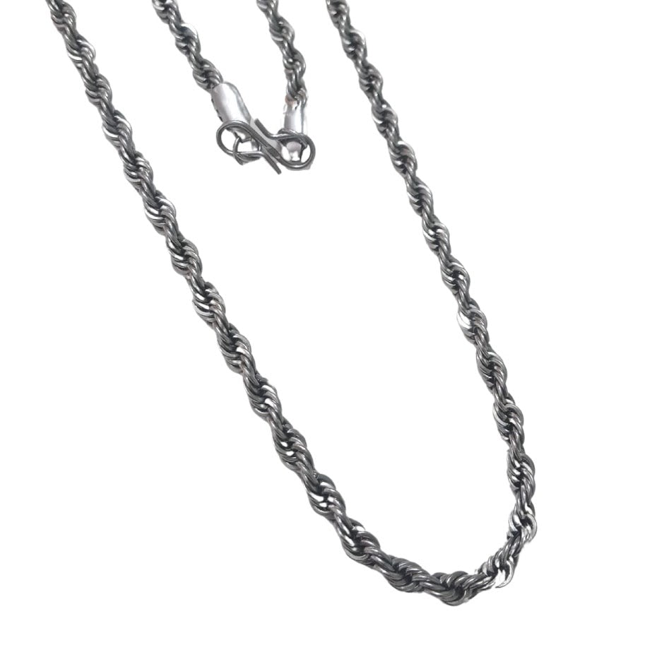 Men’s Silver-Plated Stainless Steel Rope Chain Necklace